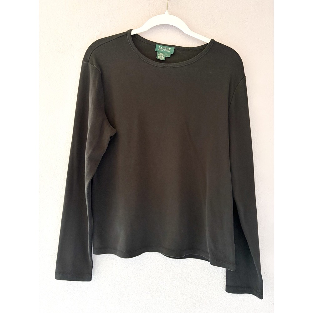VTG 90s Lauren Ralph Lauren Womens Large Black Long Sleeve‎ Cotton Old Money